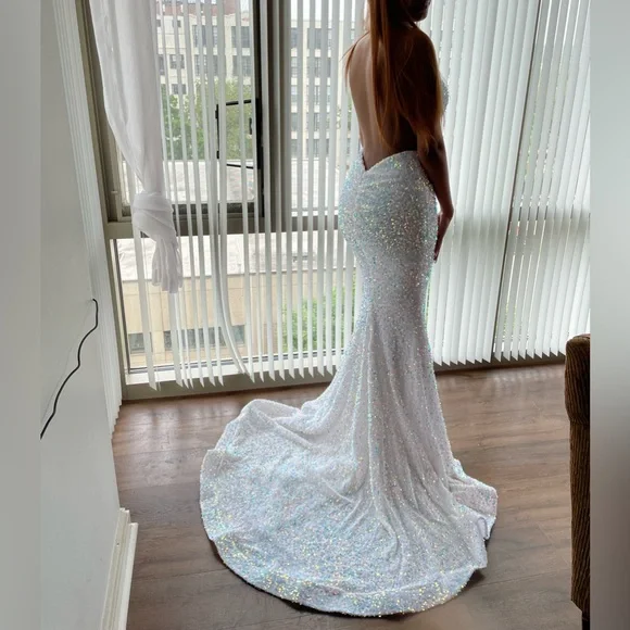 Portia and Scarlett | Dresses | Stunning White Portia And Scarlett Sequin  Prom Dress | Poshmark